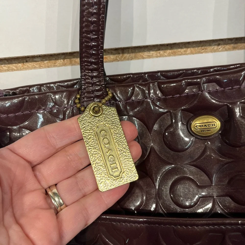 Coach Signature Patent Leather Gallery Tote - Picture 3 of 13